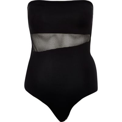 Black mesh insert swimsuit